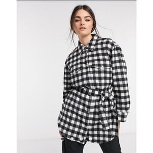 NWOT &‎ Other Stories Check Gingham Longline Belted Shacket Size 2